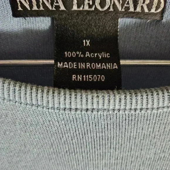 Nina Leonard Blue 2 Piece Skirt Sweater Set Plus Size 1X - Picture 3 of 3